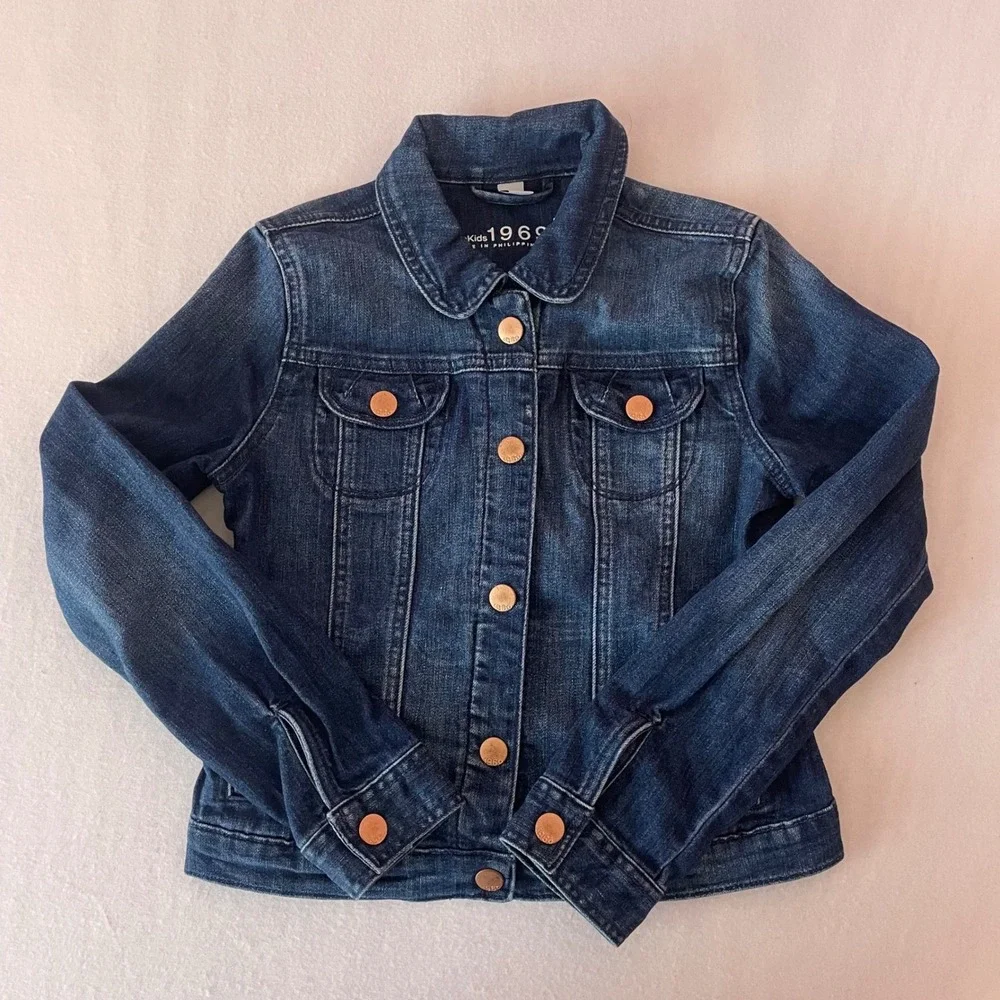 GapKids 1969 Girls Dark Wash Denim‎ Trucker Jacket Size L Large 527882-00